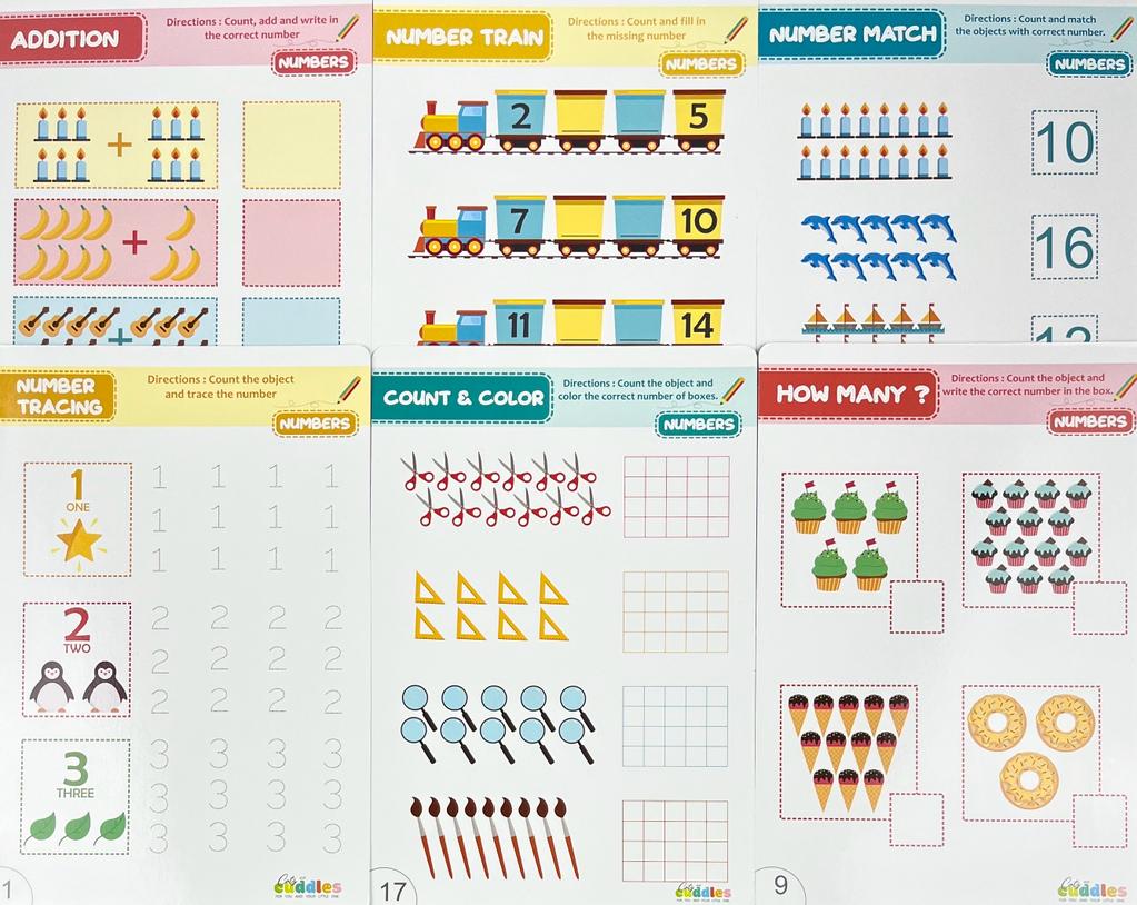 Mathematics Write And Wipe Worksheets For 2 to 4 years with Free Eraseable Marker  (30+ sides to solve)
