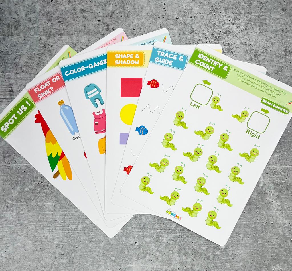 Brain Booster Write And Wipe worksheet for 2 to 4 yrs with Free Eraseable Marker (70+ sides to solve)