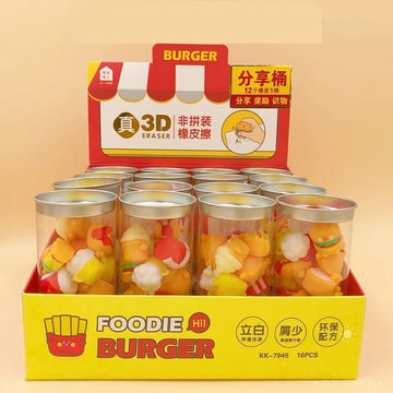 3D Cute Fast Food Jar  Eraser For Kids