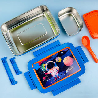 Premium Quality Cartoon Character Stainless Steel Insulated Lunch Box with Steel Salad Box(with extra Lock )