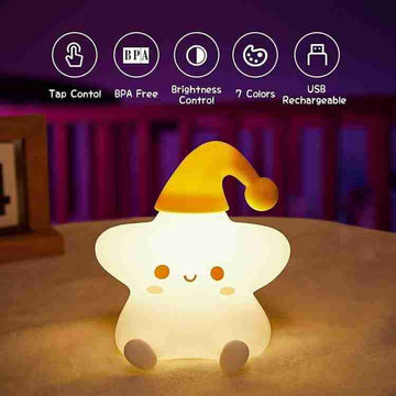 Cute Baby Night Light Silicone Squishy Soft Rechargeable Color Changing Portable  Lamp For Kids