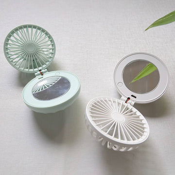 Cute  Portable Mini Pocket Fan USB Rechargeable  with Makeup Mirror electric fan For Kids