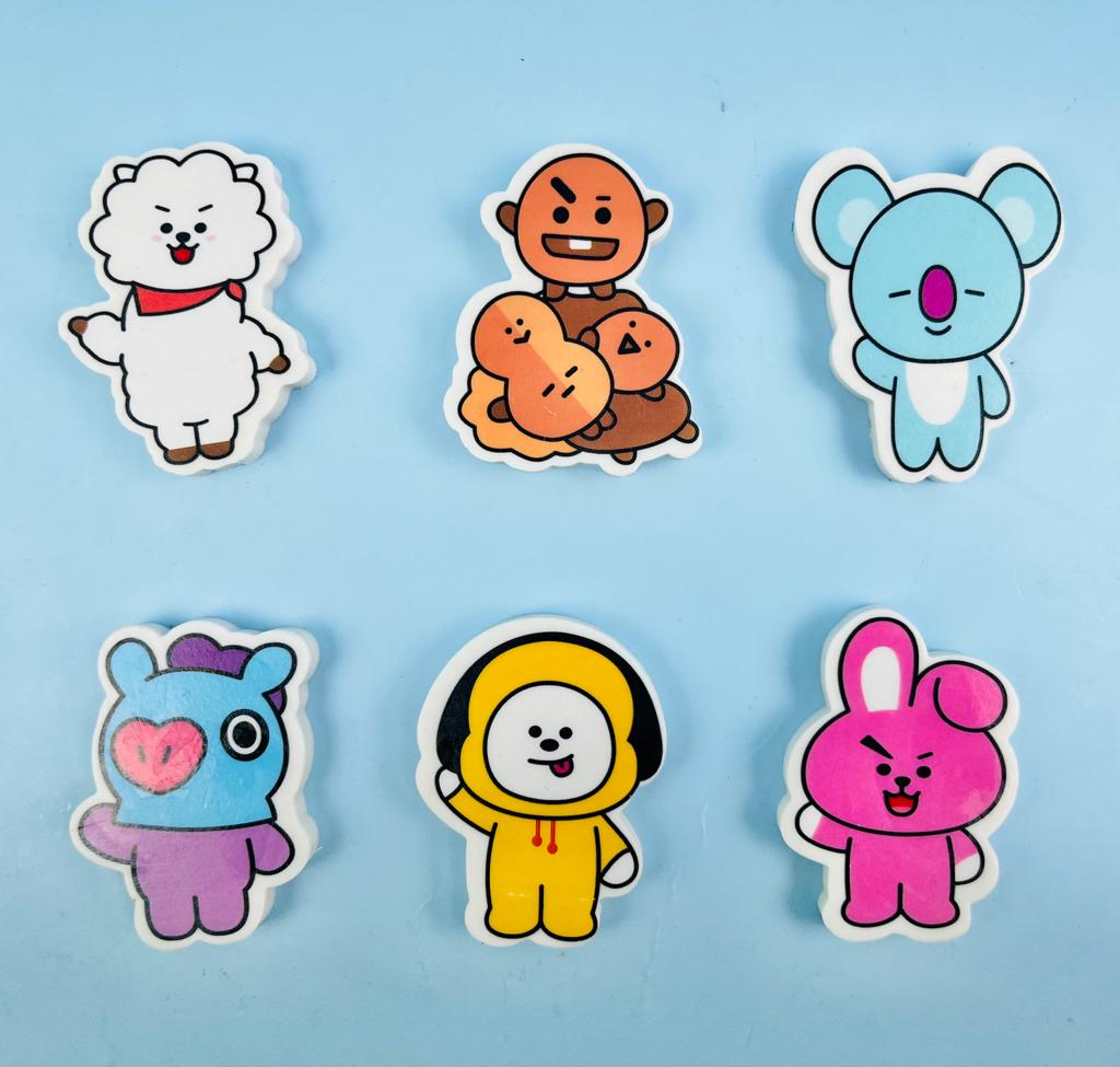 Cute  BTS  Shape  Pencil Eraser for Kids ( Random Design ) ( Pack of 1 )
