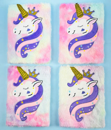 Unicorn themed Sequin and Fur Notebook - A5 Size (Random Color)
