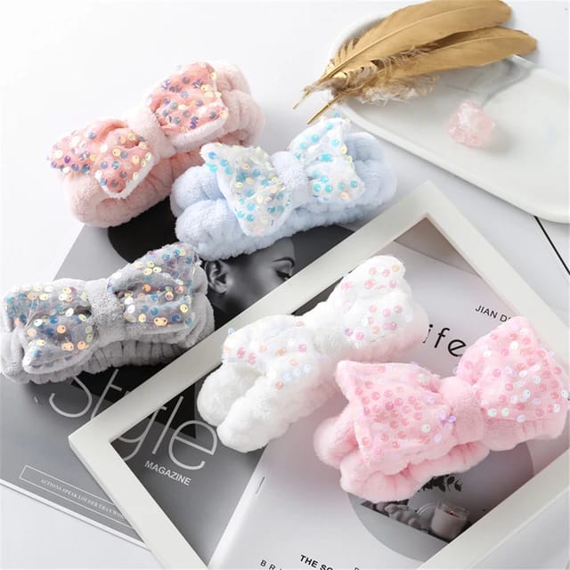 Sequin Glam Plush Korean Fur Headband