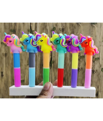 Cute Unicorn Shape 12 Colours Highlighters 2 Colour in 1 for Kids