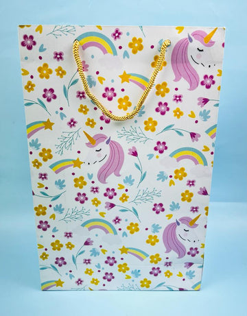 Colourful Rainbow Unicorn Theme Gift Paper Bags (Pack of 10)
