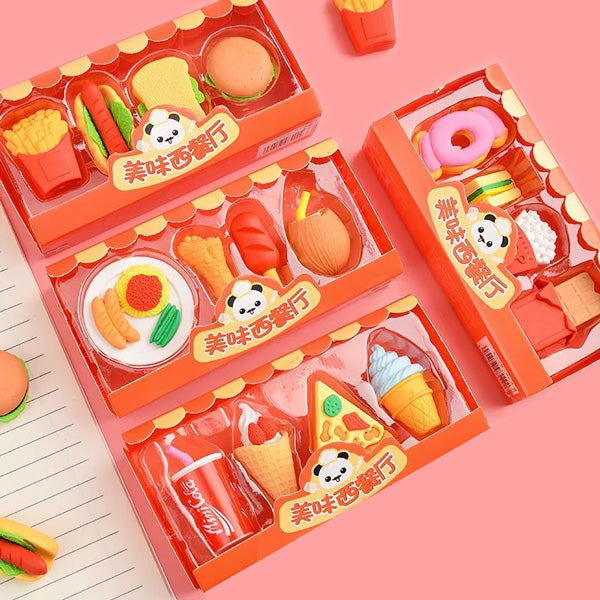 4 pcs food theme Eraser set