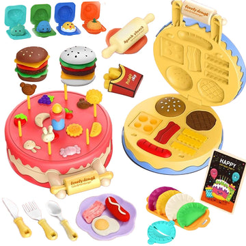 Birthday Cake clay moulding DIY Set with Candles Toy