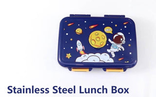 Thermal Insulated Leak-proof and Transfer-proof 3 Compartment Space Theme Lunch Box for Kids (550ml) - Random Color