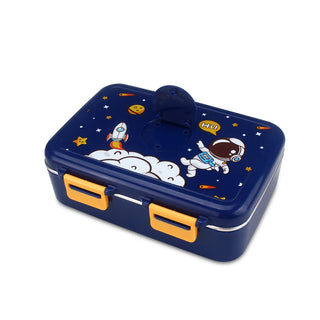Thermal Insulated Leak-proof and Transfer-proof 3 Compartment Space Theme Lunch Box for Kids (550ml) - Random Color