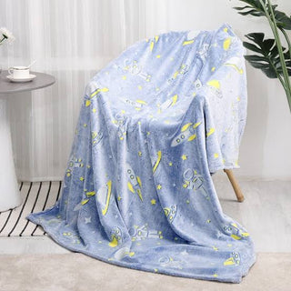Soft Warm Cozy Furry Blanket Glow in The Dark (182CM X 182CM) (Space)