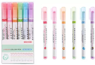 Linear Roller Color Pens with 6 Different Curve Shapes