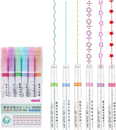 Linear Roller Color Pens with 6 Different Curve Shapes