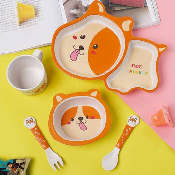 Dog Bamboo Fiber 5 Piece Feeding Set - 100% bamboo No Plastic