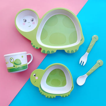 Turtle  Bamboo Fiber 5 Piece Feeding Set - 100% bamboo No Plastic