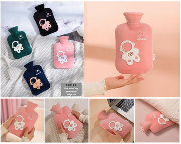 Cute Space Print Plush Hot Water Bag For Pain Relief - 1000ml