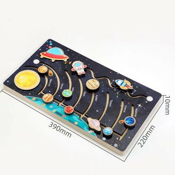 Solar System Space Wooden Board for Kids - Montessori Toys Set