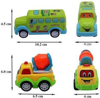 Mini Cartoon Truck and Car Set For Kids (Pack of 5 Vehicles)