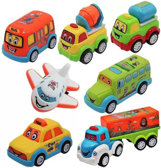 Mini Cartoon Truck and Car Set For Kids (Pack of 5 Vehicles)